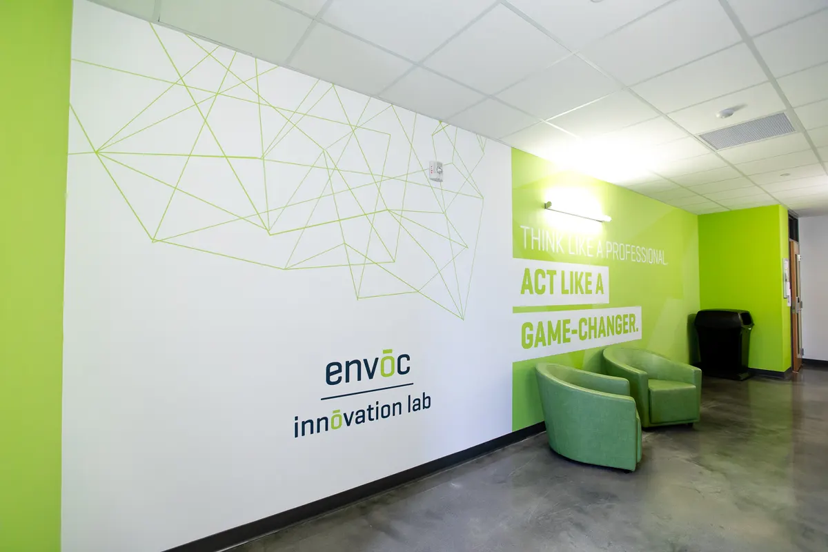 Envoc Innovation Lab at Southeastern Louisiana University campus with student collaboration areas