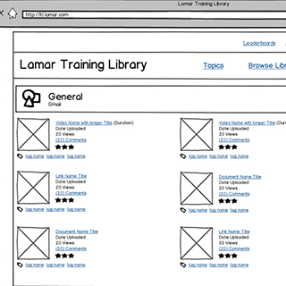 Lamar Training Library wireframe
