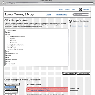 Lamar Training Library wireframe